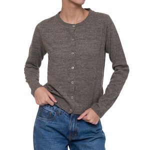 Cardigan Cuello Redondo Jaspeado Café