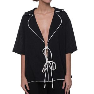 Top Abierto Contraste Negro Blanco