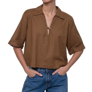Top Cuello Camisero Café