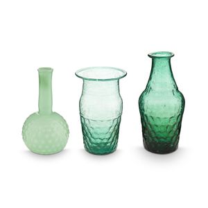 Set de 3 Jarrones Pequeños Cristal Azul-Verde