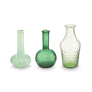 Set de 3 Jarrones Pequeños Vidrio Verde Suave