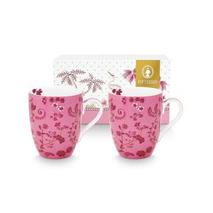 Set de 2 Tazas Grandes Jolie Flor Rosa 350ml