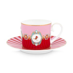Taza y Platillo Love Medallion RojoRosa 200ml