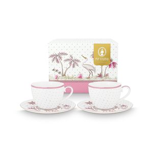 Set de 2 Tazas Y Platillos Jolie Gold Rosa 280ml