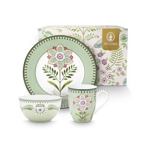 Set de 3 Set Desayuno Lily&Lotus Verde