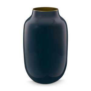 Jarrón Metal Ovalado Azul Medio 30cm