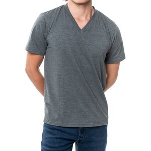 Basic T-Shirt Cuello en V Gris Jaspe