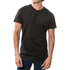 T-Shirt Algodón Pima Henley Jet Black