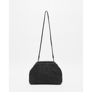 Bolso Rafia y Piel Negro