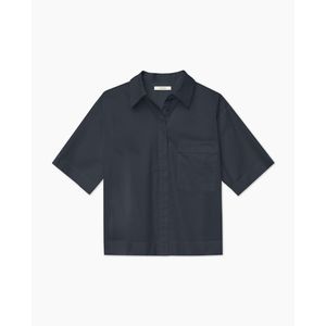 Camisa Popelin Cuello Camisero Navy