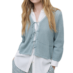 Cardigan Calado Lazos Verde
