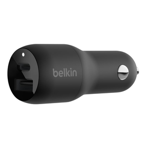 Cargador de carro Belkin, puerto USB tipo C de 37 watts y puerto USB tipo A de 12 watts