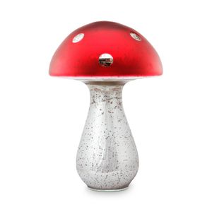 Adorno de Vidrio Mushroom Silver Red 30cm