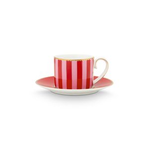 Espresso Taza y Platillo Birds Stripe RedPink
