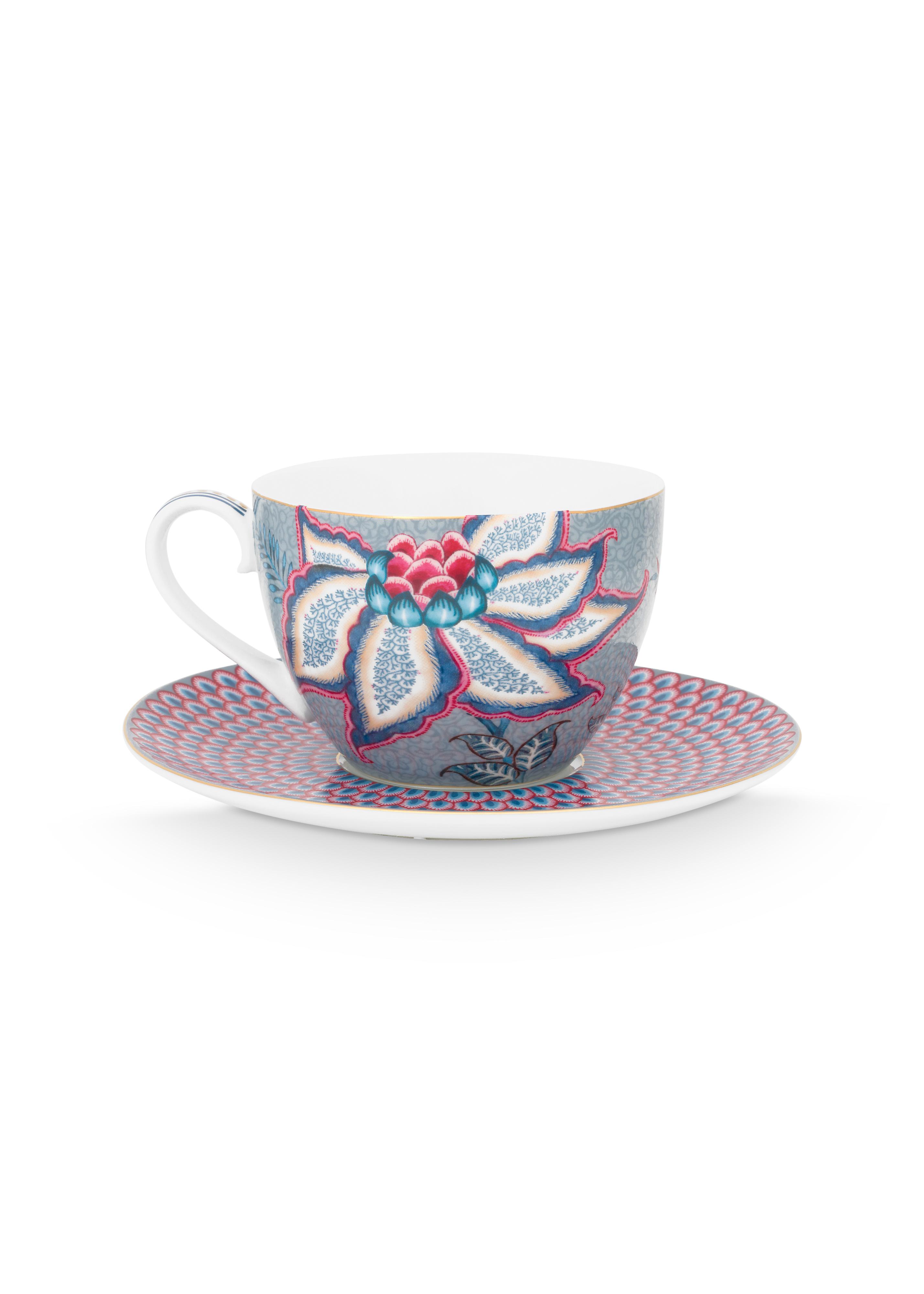 Set de 2 Tazas y Platillos Flower Festival Blue - Unity Stores