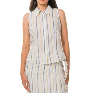 Top Camisero a Rayas Blanco