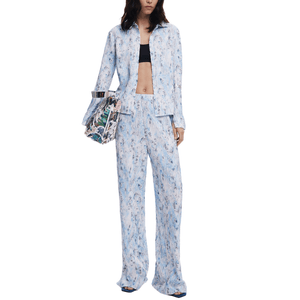 Pantalon Plisado Azul