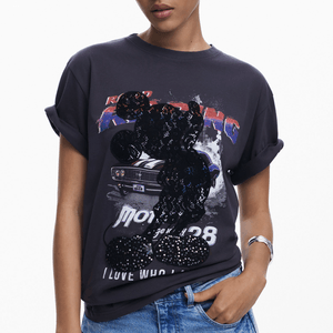 Camiseta Mickey Lace Gris Oscuro