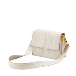 Bolso bandolera mini con solapa - Lagarto marfil