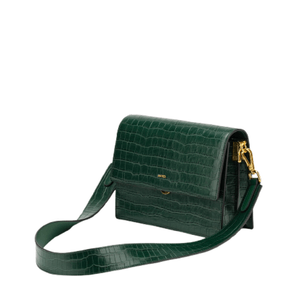 Bolso bandolera Mini Flap - Croc verde oscuro
