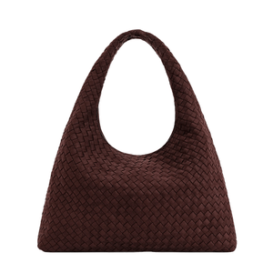 Bolsa de hombro tejido de ante sintético Laura - Marrón oscuro