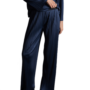 Pantalones Anchos Plisados Navy