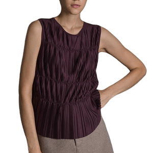 Camiseta Plisada Aubergine