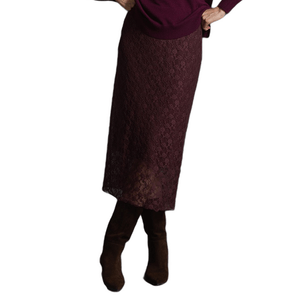 Falda midi Encaje Aubergine