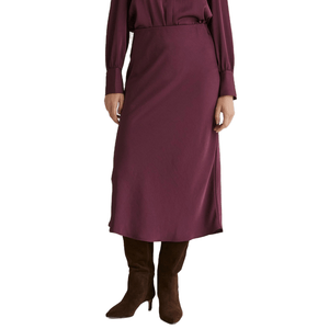 Falda Tejido Satinado Aubergine