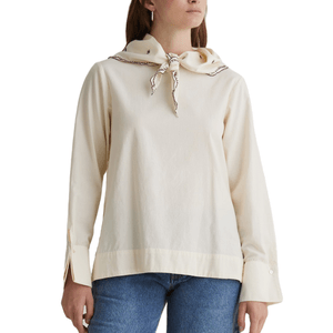 Camisa Popelin Detalle Pañuelo Ecru