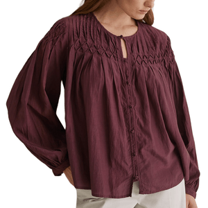 Camisa Detalle Pliegues Aubergine