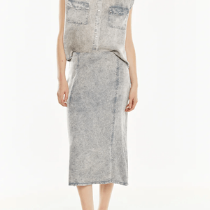 Falda costura desgastada Gris Claro