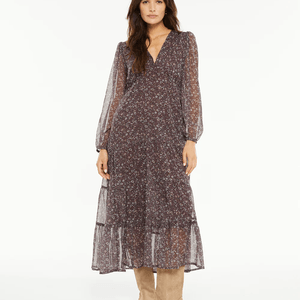 Vestido Largo floral Granate