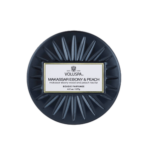 Vela Makasar Ebony Peach Lata Pequeña 4,5 Oz