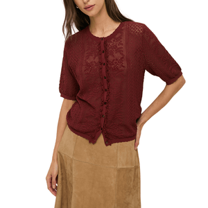 Cardigan Escote Redondo Burgundy